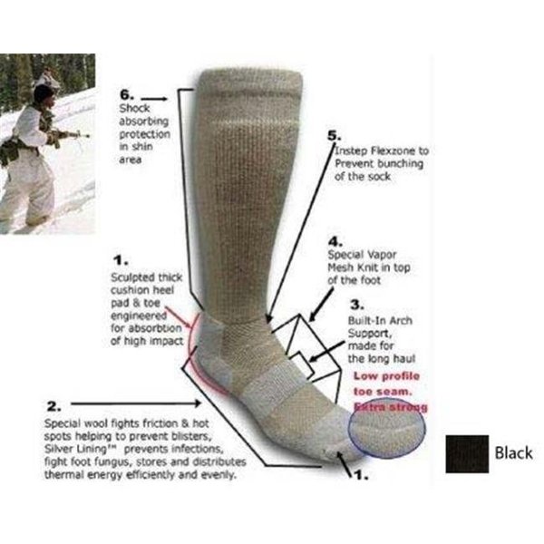 Covert Threads Covert Threads CT-3155-BK 9 - 13 ICE – Extreme Cold Territory Military Boot Sock in Black TGCT-3155-BK